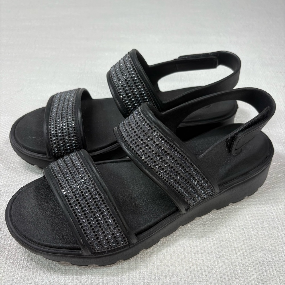 Skechers Women's 8 Enchant Slingback Comfort Platform Sandals Sparkly Black 156B